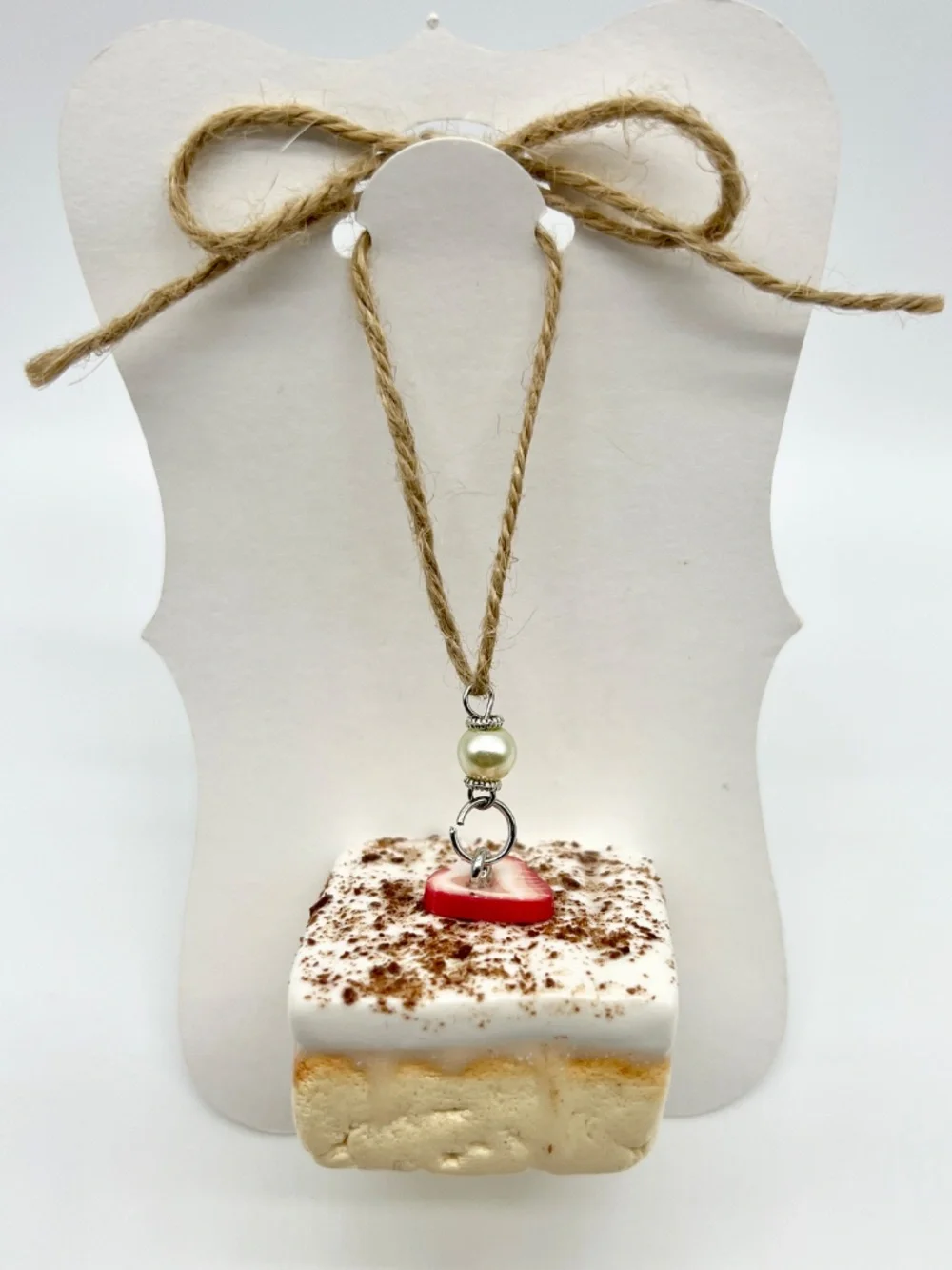Tres Leches Cake Ornament | Handmade Latin American Hispanic Dessert, Strawberry